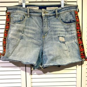 Pilcro x Anthropologie Embroidered Slim Boyfriend Shorts